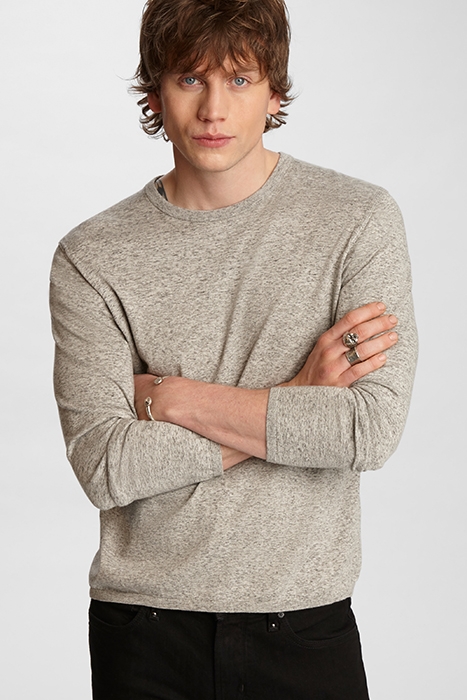 HUNTINGTON LS CREW IN RESERVE DYE COTTON STONE GREY 1