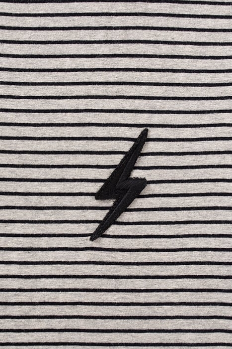 GREY UPCYCLED T-SHIRT + BLACK STRIPES BLACK 3