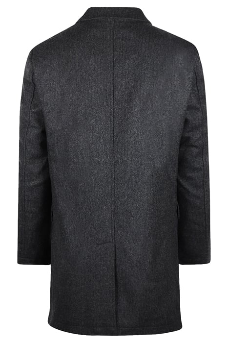 WOOL HERRINGBONE OVER COAT DARK GREY MELANGE 2