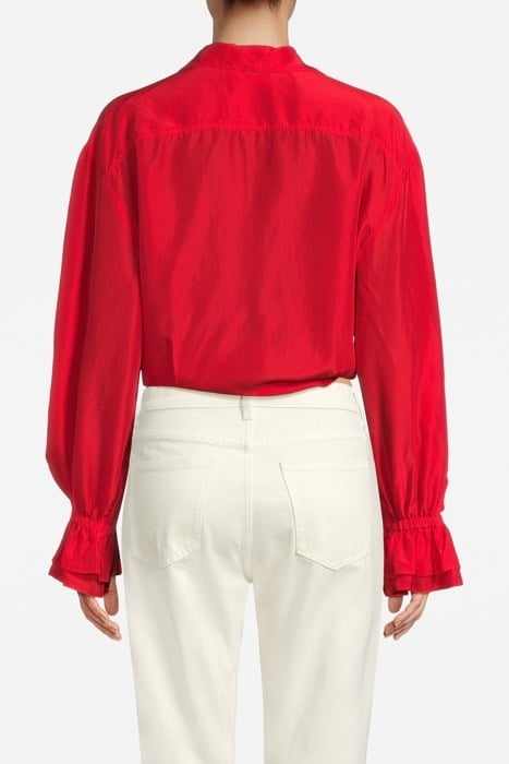 SILK HABOTAY KNOTTED SHIRT RED 2