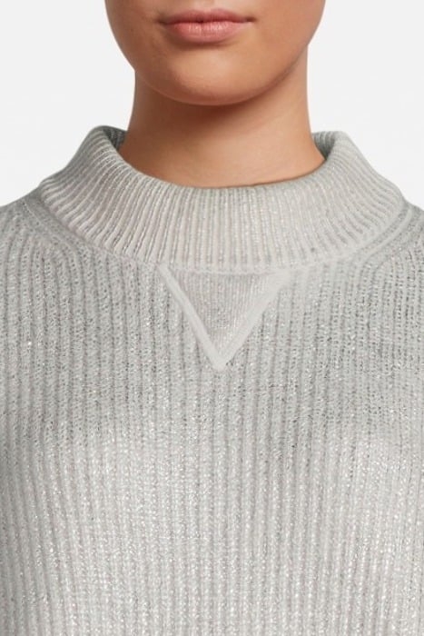 SILVER RIB OVERSIZED SWEATER WHITE CHAL 4