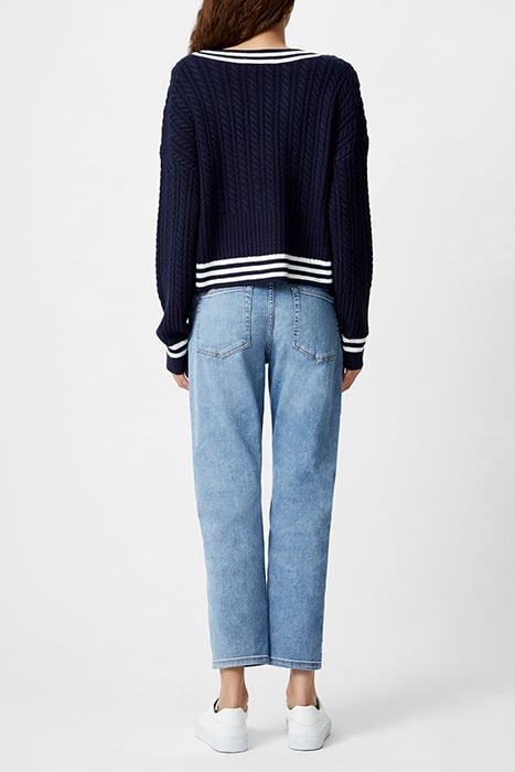 BABYSOFT CABLE V NECK JUMPER MARINE 2