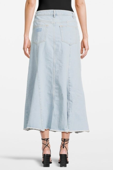 BLEACH DENIM PEPLUM MIDI SKIRT LIGHT BLUE STONE 2
