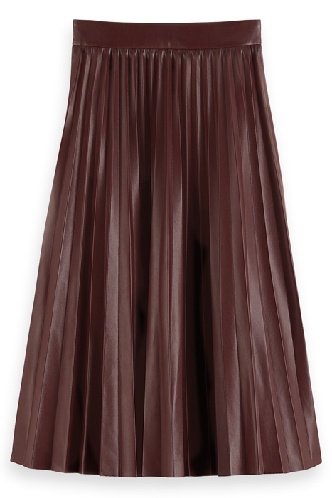 FAUX LEATHER PLEATED HIGH RISE MIDI SKIRT BORDEAUX 5