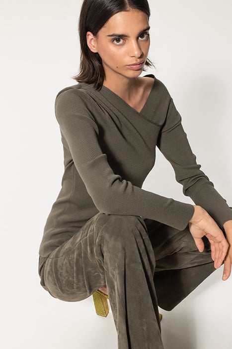 ASYMMETRICAL SWEATER GREYISH KHAKI 5