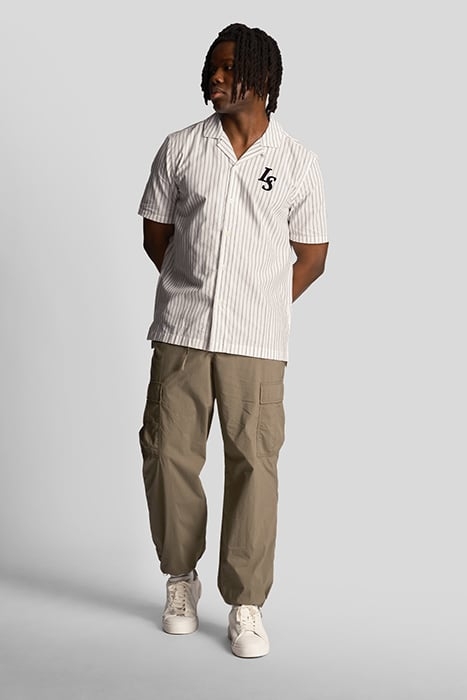 PINSTRIPE REVERE COLLAR SHIRT CHALK 3