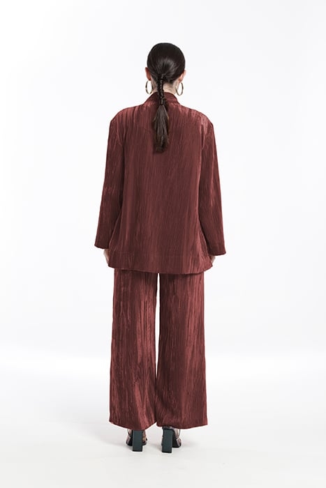 CRUSHED VELVET TUXEDO NECK JACKET RUSSET ORANGE 2