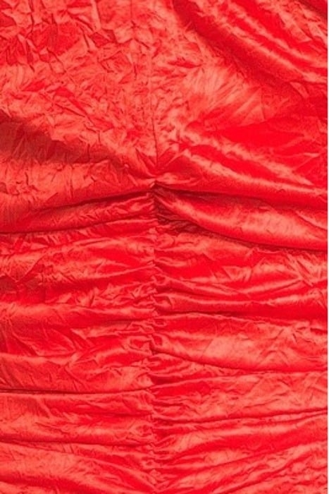 CRINKLED SATIN GATHERED U-NECK MIDI DRESS GRENADINE 5