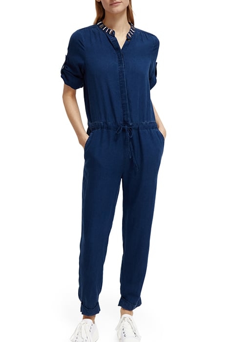 INDIGO TENCEL DENIM WASHED ALL IN ONE WITH BEADING DETAILS 5