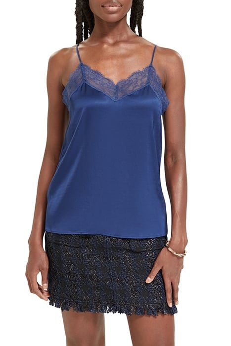 CAMISOLE WITH LACE TRIM DUTCH BLUE 1