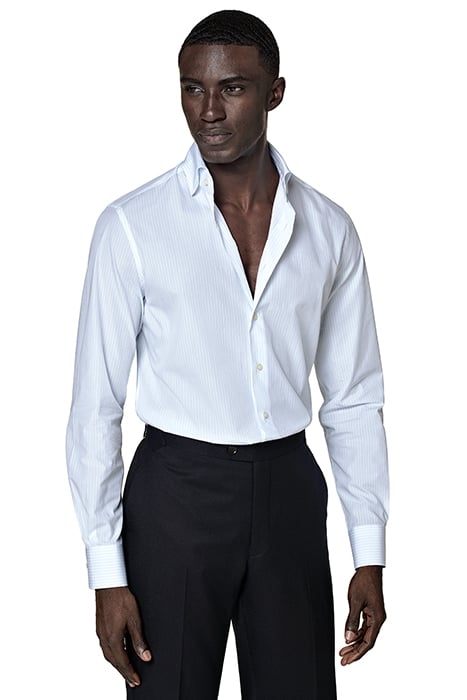 BLUE STRIPED POPLIN SLIM FIT SHIRT BLUE 1