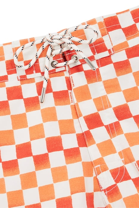 MAILLOT DE BAIN IMPRIME DAMIER ORANGE RED 2