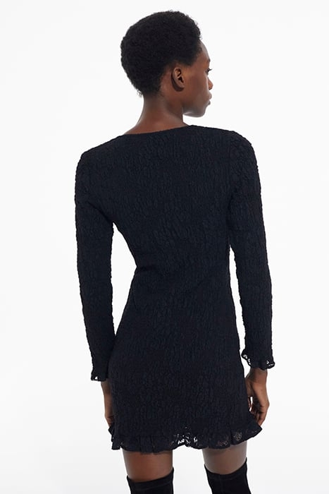 ROBE COURTE MANCHES LONGUES SMOCKEE BLACK 2