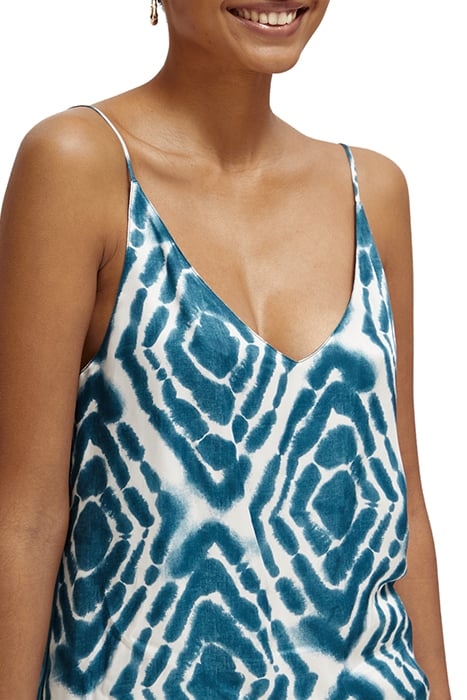 CAMISOLE WOVEN FRONT JERSEY BACK DISCO TIE DYE BOTTLE GREEN 6