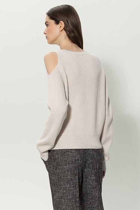 WOOL BLEND CUT-OUT SWEATER CREAM 2