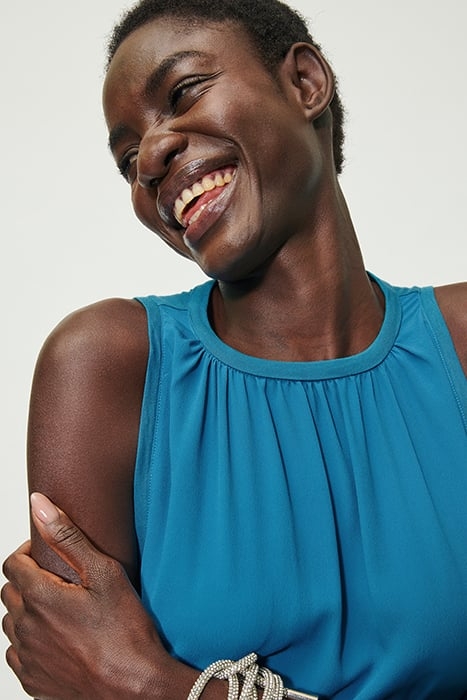 BLOUSE SHIRT WITH JERSEY BACK DEEP TURQUOISE 5