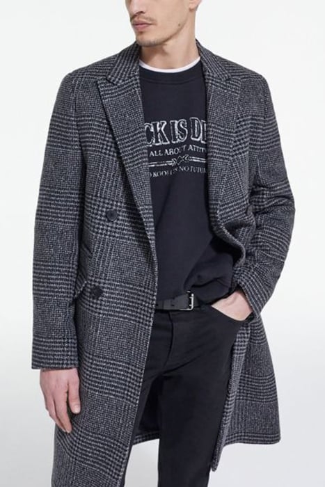 MANTEAU LONG CROISE MOTIF CHEVRONS DARK GREY 1