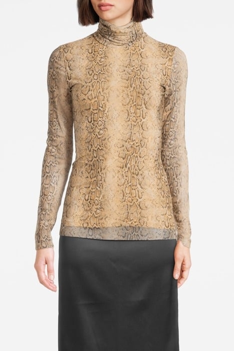 PRINTED MESH LONG SLEEVE FITTED ROLLNECK SNAKE STARFISH 1