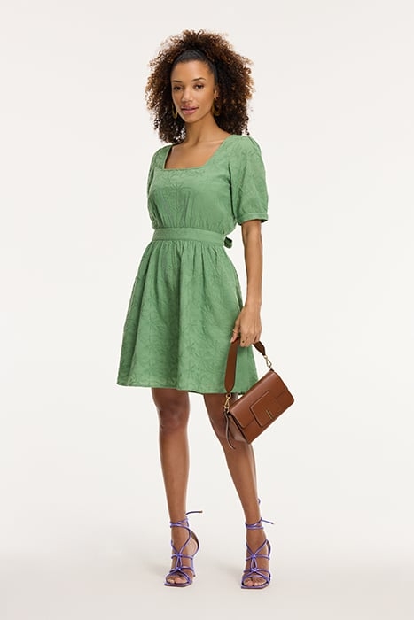 LADIES JENN DRESS 3D PALM EMBRO GREEN GREEK PALM 6