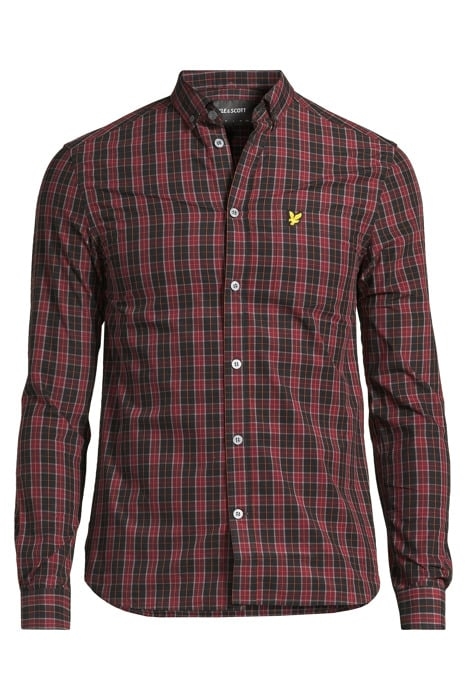 CHECK POPLIN SHIRT JET BLACK/ BURGUNDY CHECK 3