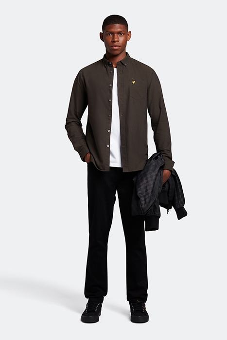 REGULAR FIT LIGHT WEIGHT OXFORD SHIRT OLIVE/JET BLACK 3