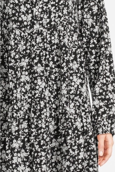 PRINTED CREPE LAYER DRESS BLACK 4