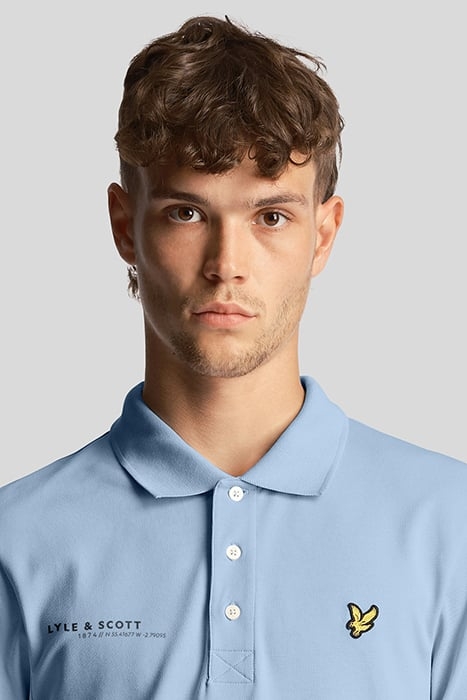 CO-ORDINATE PRINT PLAIN POLO SHIRT LIGHT BLUE 5