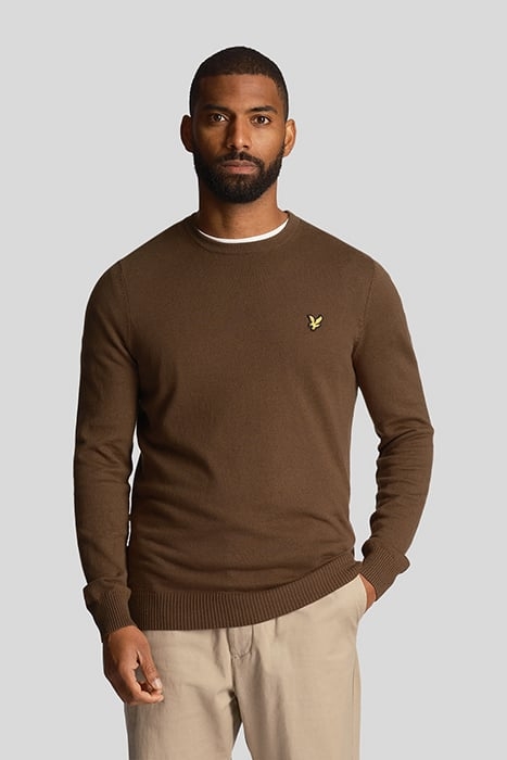 COTTON MERINO CREW JUMPER OLIVE 1