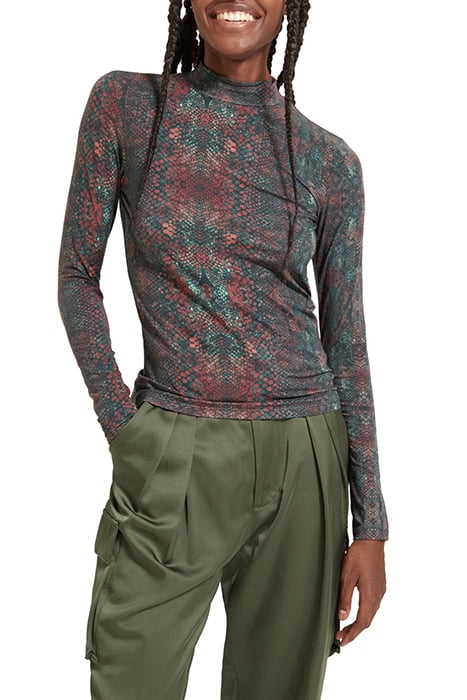 ALL OVER PRINTED MOCKNECK LONG SLEEVED SHIRT SNAKE 1