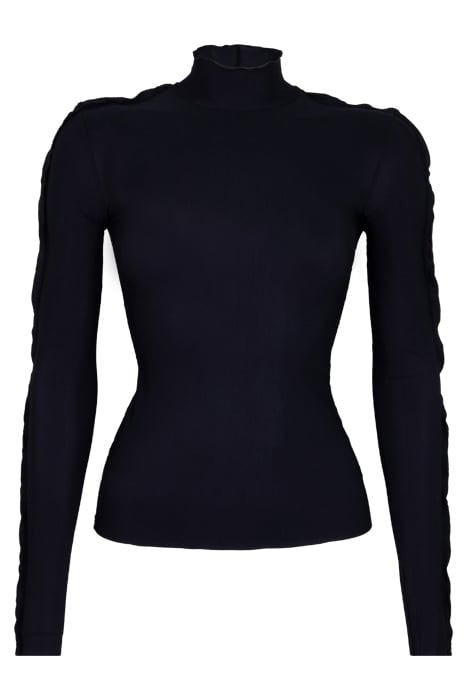 SMOOTH FRILL TOP BLACK 1