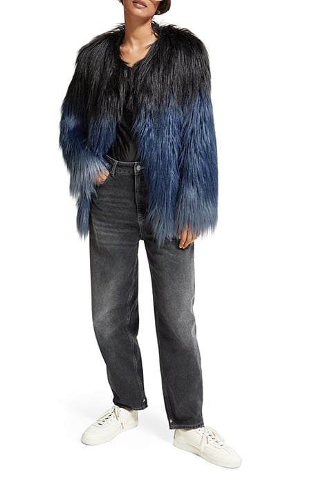GRADIENT FAUX FUR JACKET DUSTY BLUE 6