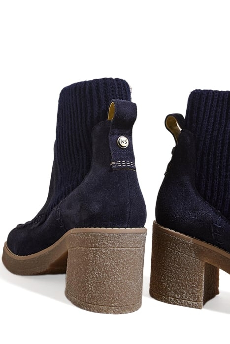 KNITTED SUEDE HEELED BOOT DARK NAVY 4