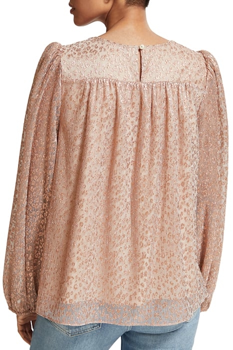 METALLIC BALLOON SLEEVE DRAPEY BLOUSE METALLIC ROSE 2