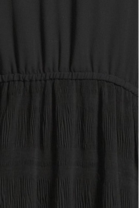 PLEATED GEORGETTE V-NECK MAXI DRESS BLACK 5
