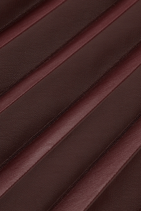 FAUX LEATHER PLEATED HIGH RISE MIDI SKIRT BORDEAUX 8