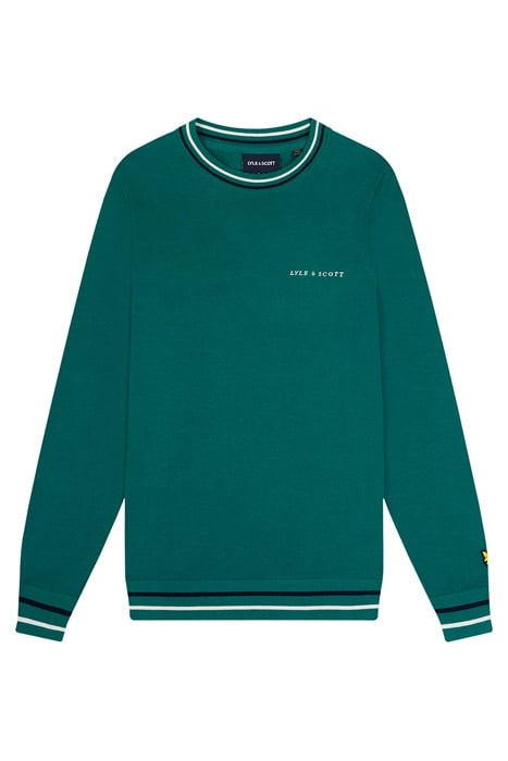 TIPPED CREW NECK JUMPER COURT GREEN 4