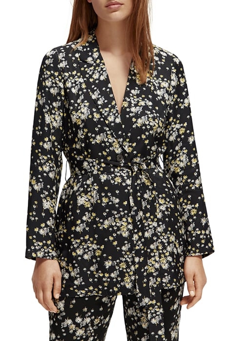 PRINTED DRAPEY BLAZER DANDELION BLACK 1
