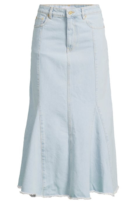 BLEACH DENIM PEPLUM MIDI SKIRT LIGHT BLUE STONE 3