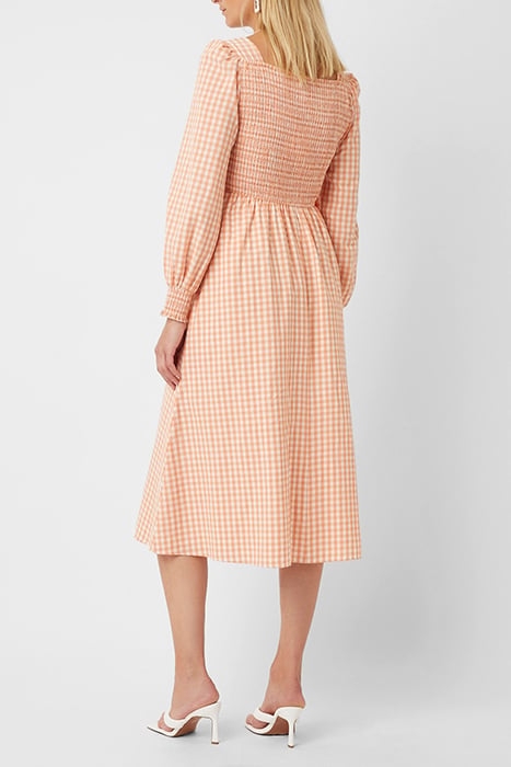 CLASSIC GINGHAM LS SQR NK DRS ORANGE 2