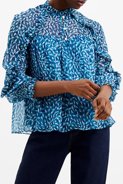 BILLI RECY HALLIE FRILL TOP BLUE 1