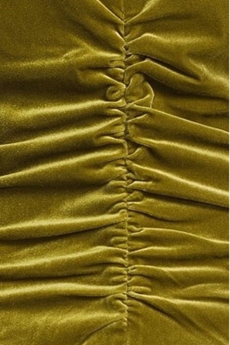 VELVET JERSEY GATHERED LONG DRESS AVOCADO 5