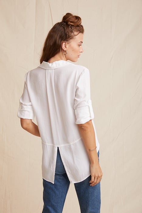 SPLIT BACK BUTTON DOWN WHITE 2