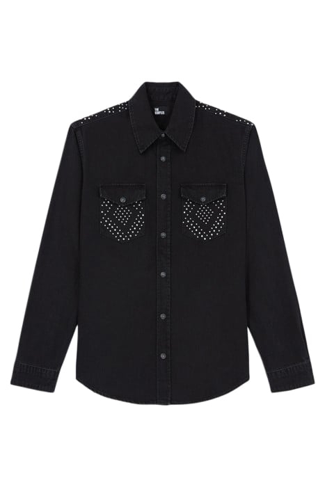 CHEMISE WESTERN BLACK DENIM AVEC STUD BLACK WASHED 1