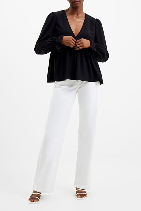 CREPE LIGHT V NECK TOP BLACK 1