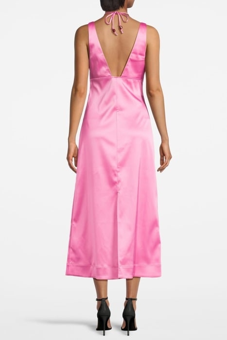 DOUBLE SATIN HALTER-NECK DRESS WILD ORCHID 2