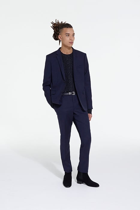 VESTE COSTUME MOTIF MICRO PIED DE POULE NAVY 3