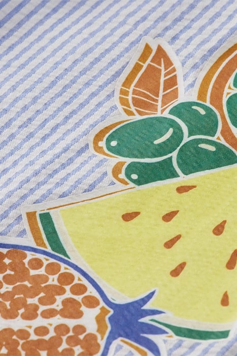 BOYS PLACED PRINT SEERSUCKER STRIPE SHORT-SLEEVED SHIRT SEER 7