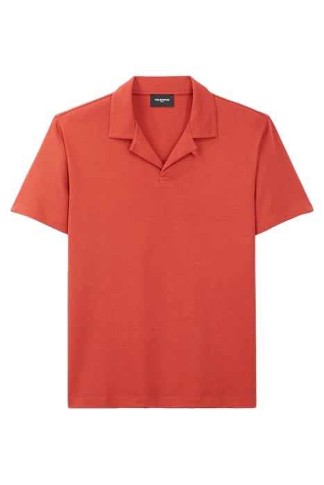 POLO ROUGE FONCÉ COTON COL CUBAIN RED 5
