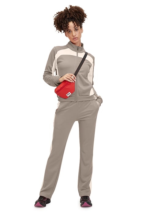 TISENS HIGH WAIST TRACK PANTS MOCHA MERINGUE-SILVER PEONY 3