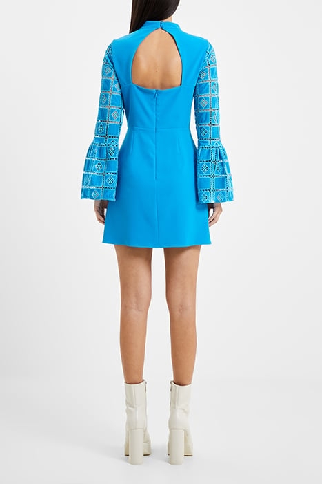 GARNET VELVET LACE MINI DRESS BLUE 3